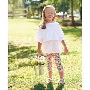 Mudpie outfit White Tunic and Floral Legging Set